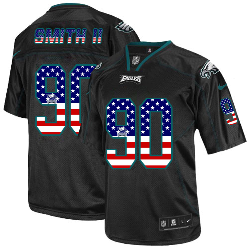 Men's Limited Marcus Smith II Nike Jersey Black - #90 USA Flag Fashion NFL Philadelphia Eagles